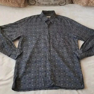 Equilibrio Men's Button Down Gray Medium Shirt